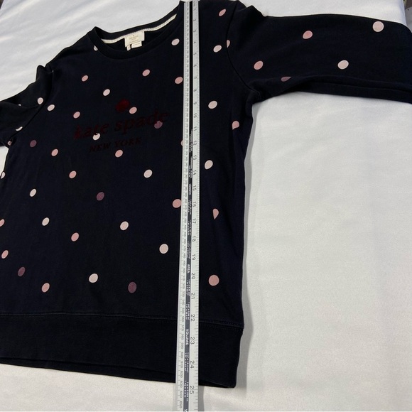 EUC Kate Spade Brooke Street Bakery Dot Black Pink Polka Dot Sweatshirt Small - Picture 9 of 15